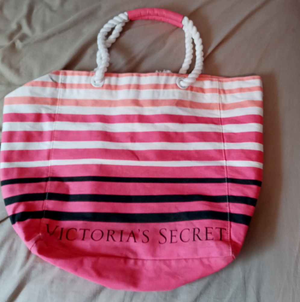 Victoria's Secret pink white tote bag..few small black smudges